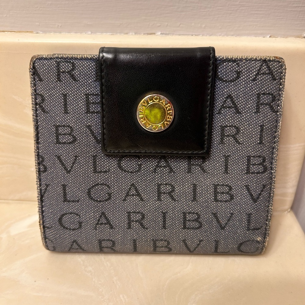 Bvlgari Women's Bifold Wallet W Hook Denim Blue